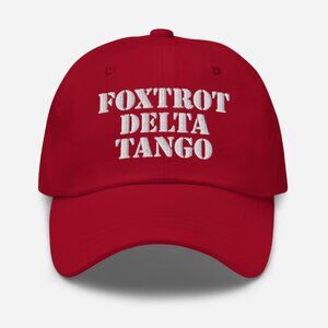 Foxtrot Delta Tango Embroidered Hat, Embroidered AntiTrump Vintage red cap